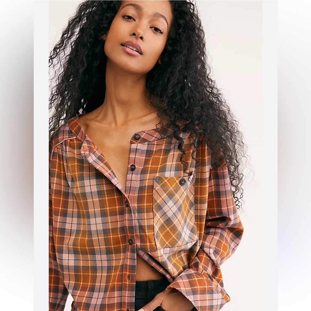 FREE PEOPLE Cozy Dream Flannel Buttondown Shirt